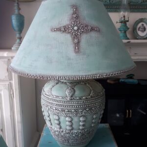 Mega tafellamp  80cm hoog l.blauw/groen