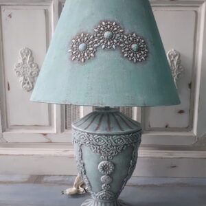 Mooie Licht blauwe gerestylde lamp 59cm