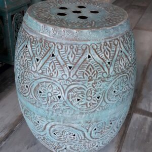 licht blauwe metaal tafel ton 46cm hoog