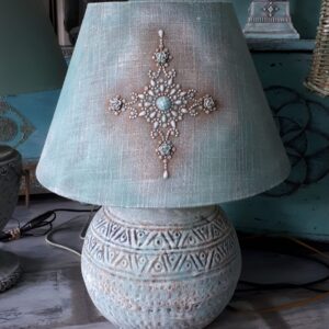 Metalen licht blauwe voet 51cm hoog